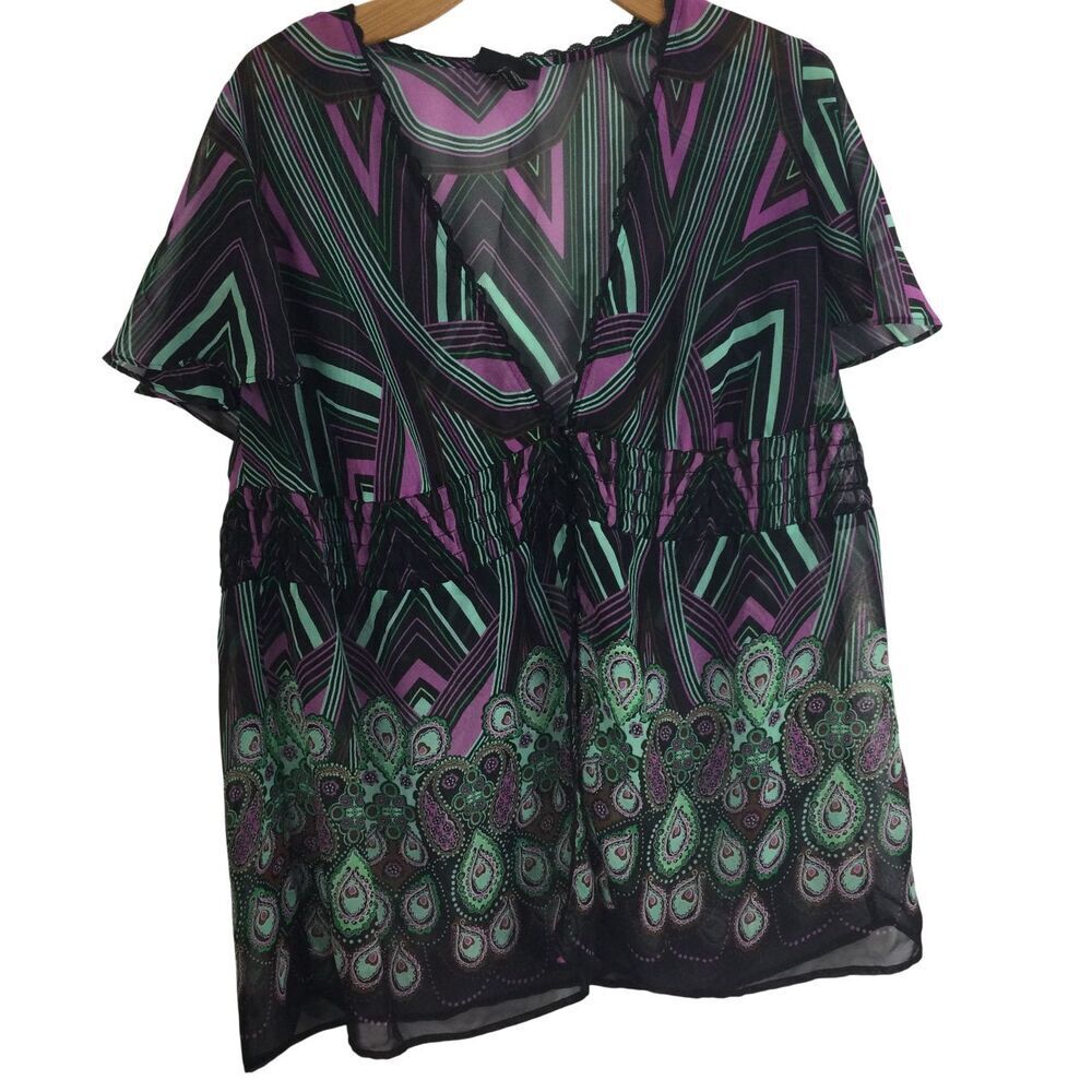 Lane Bryant Womens Flowy Sheer Popover Shirt Top Plus Size 18/20